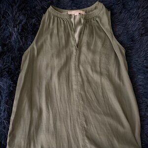 Sage Green Flowy V Neck SilkyTank